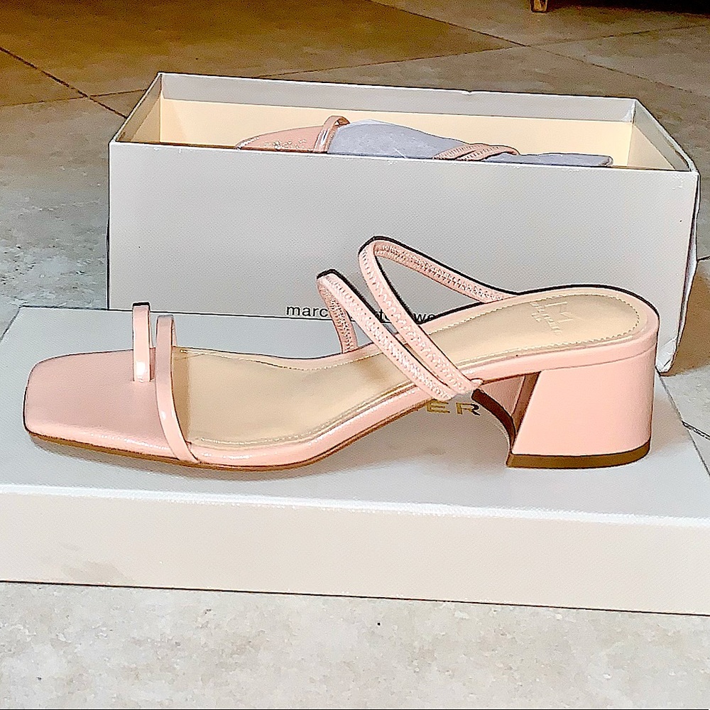 NWT Marc Fisher LTD Patent Nude Jadine Slip On Heeled Sandal Sz 6